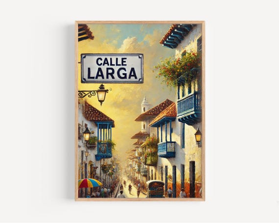 Cartagena Colombia Print Calle Larga Street Sign Travel Art