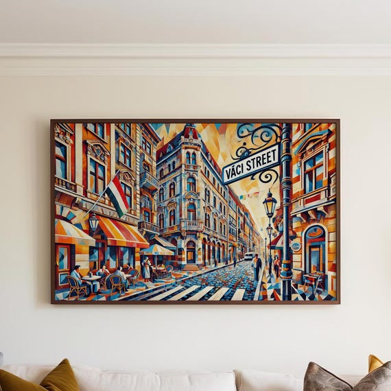 Vaci Street Print Budapest Wall Art Hungary Travel Poster Hungarian Souvenir Housewarming Gift St Illustration Cityscape Decor