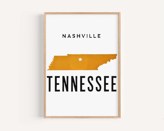 Nashville Tennessee Gold State Shape Music City Minimalist Poster