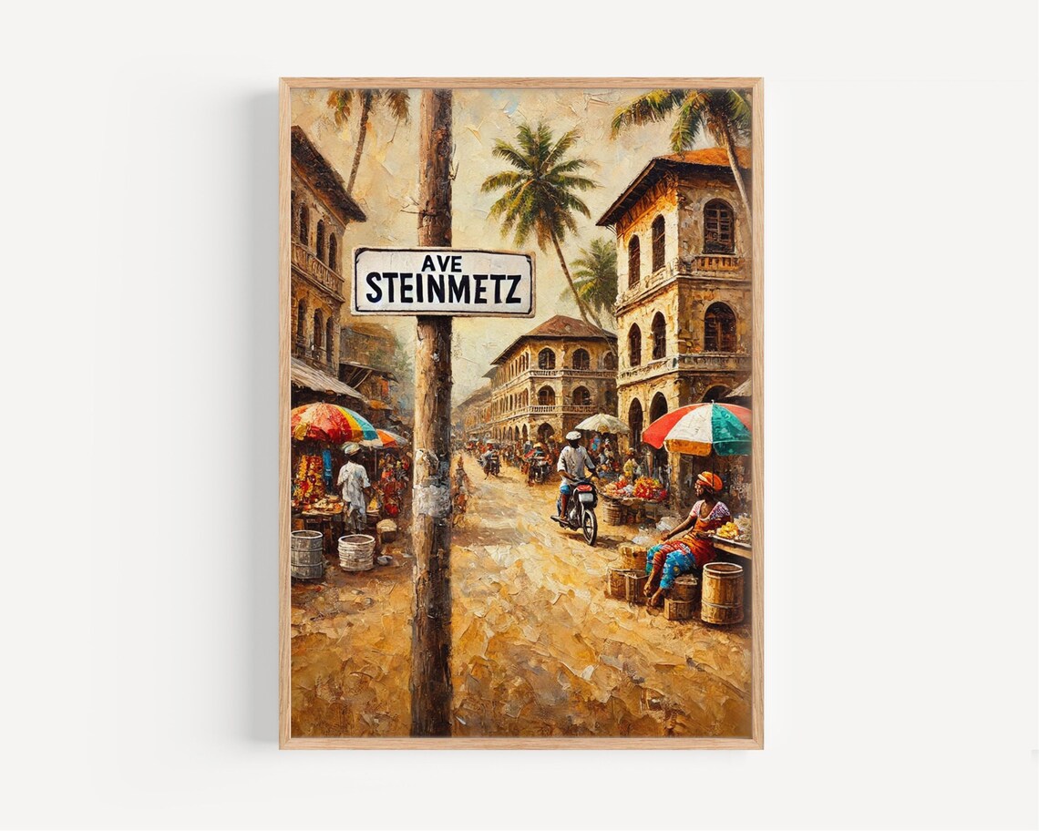 Cotonou Benin Street Art Poster Ave Steinmetz Market Vibrant African Decor