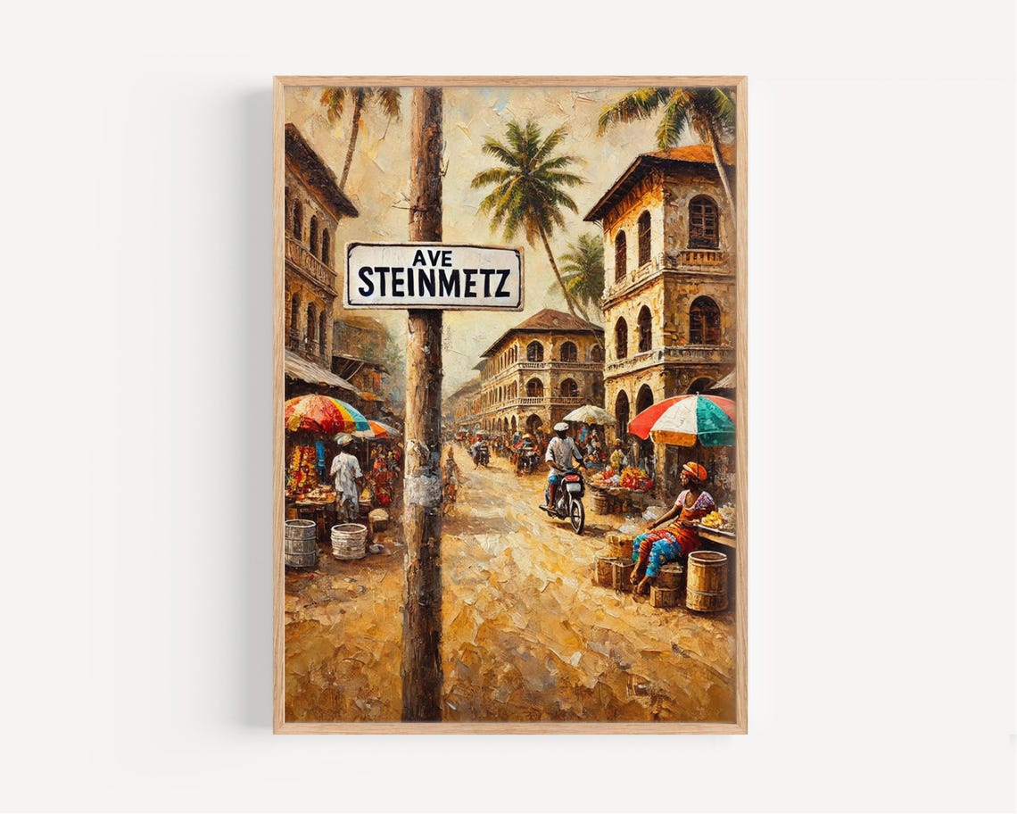Cotonou Street Art Print Vibrant Benin Cityscape Travel Poster