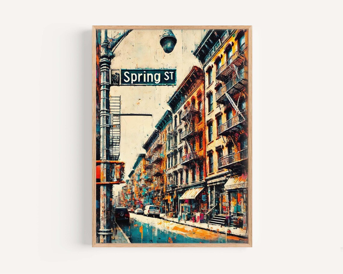 Spring Street Manhattan Soho Street Scene Colorful Art Poster