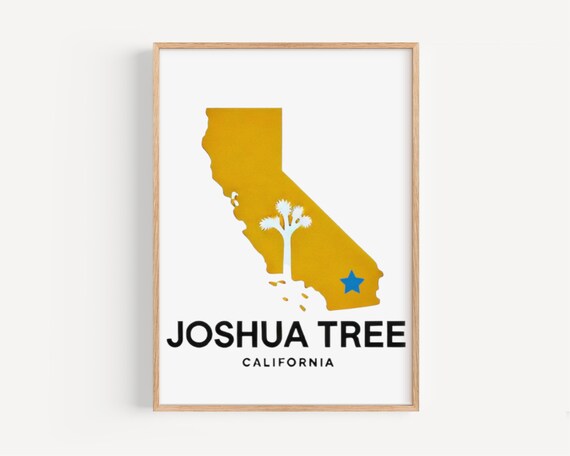 Joshua Tree California Golden State Map Tree Silhouette Print