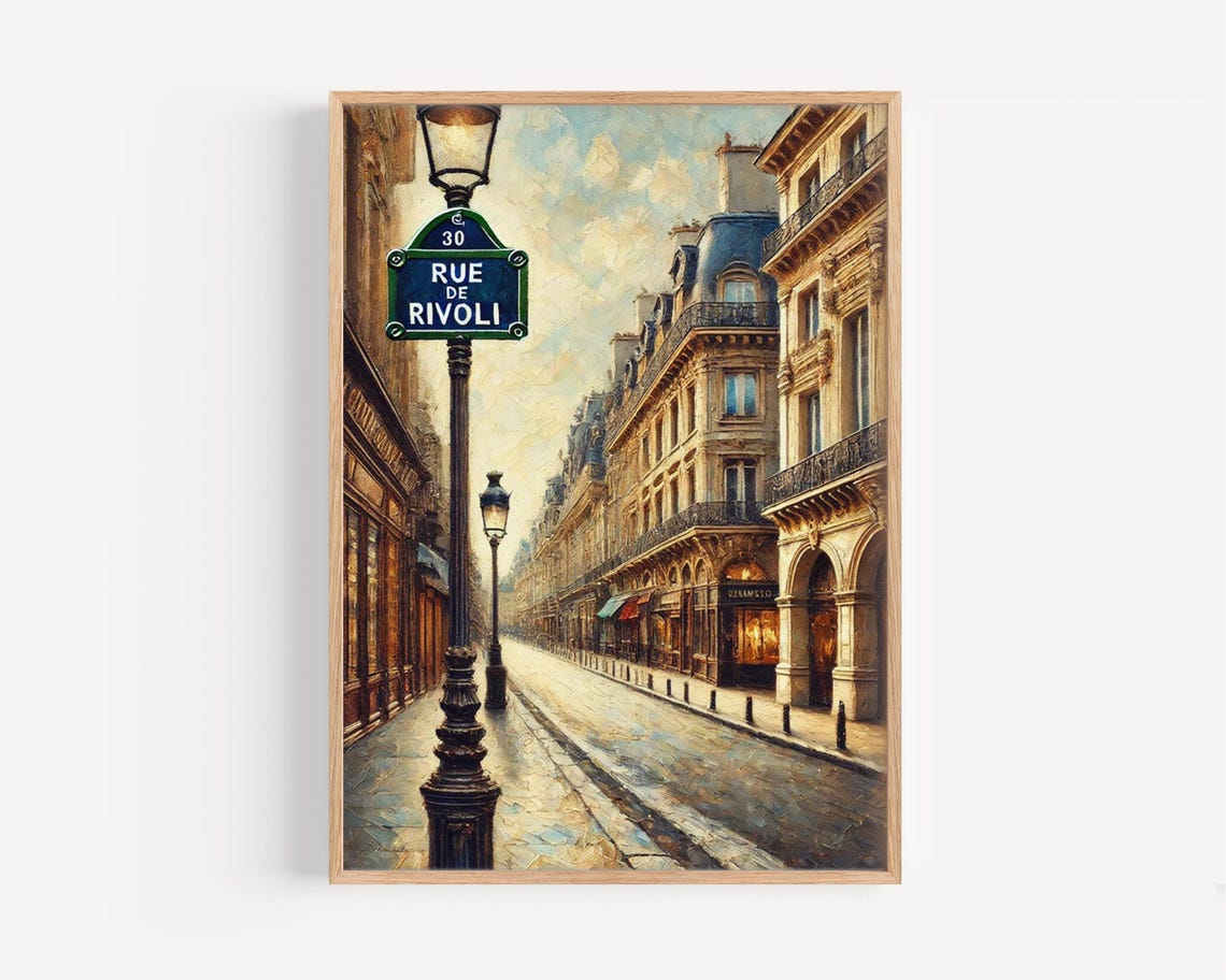 Rue De Rivoli Wall Art Paris Print France Cityscape Travel Poster French Street Sign Gift Home Decor Unframed Or Framed