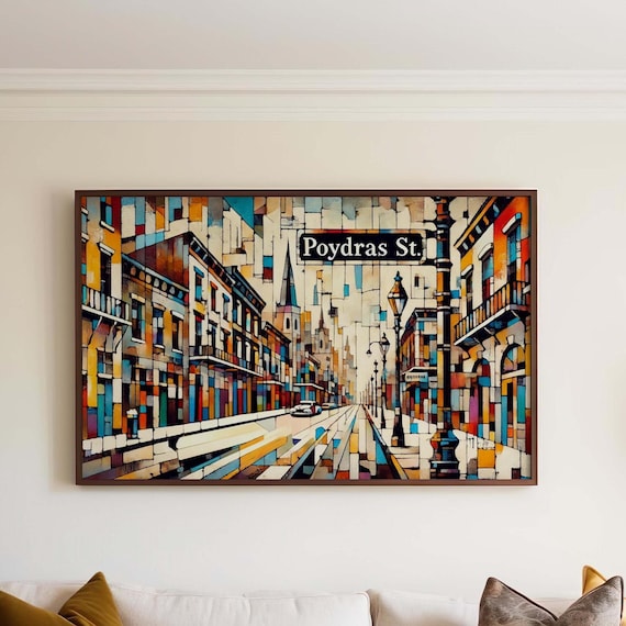 Poydras Street New Orleans Colorful French Quarter City Mosaic Art Poster