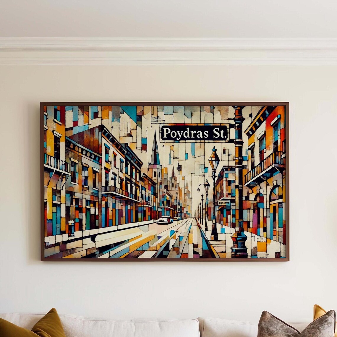 Poydras Street New Orleans Colorful French Quarter City Mosaic Art Poster