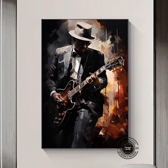 Jazz Player Poster, Afro Art Music Print