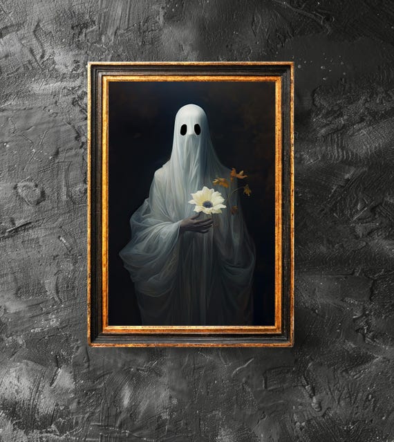With Wildflowers Poster Ghostcore Decor Spooky Art Floral Artwork Halloween Funny Print
