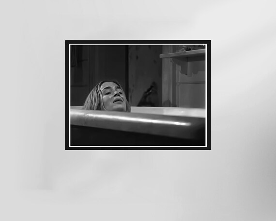 Funny Black And White Bathtub Movie Scene Bathroom Restroom Wall Art