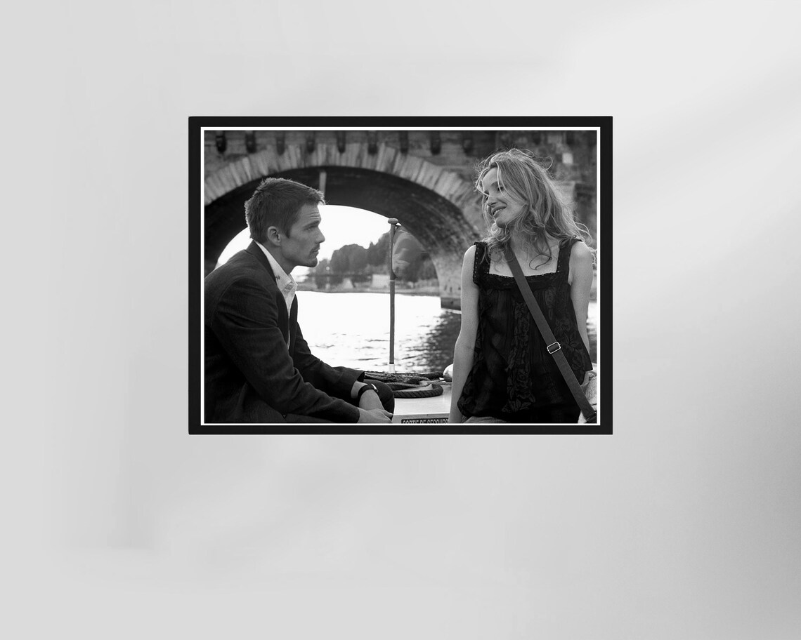 Before Sunset Movie Jesse Celine Paris Boat Scene Film Poster