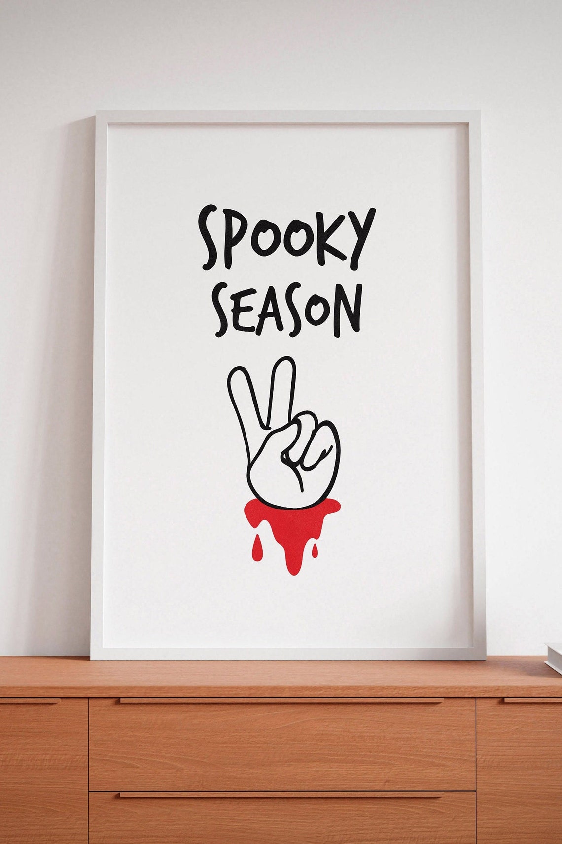 Spooky Season Halloween Graphic Peace Sign Dripping Hand Print - Image 2