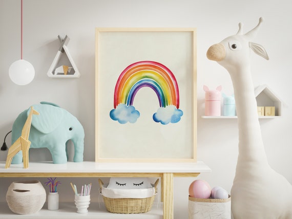 Rainbow Wall Art For Nursery Watercolor Poster Colorful Nursery Wall Art Nursery Art Watercolor Print Poster Art