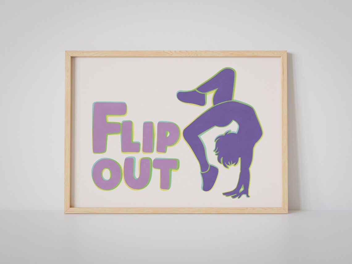 Flip Out Gymnast Silhouette Pastel Purple Horizontal Sports Poster - Image 2