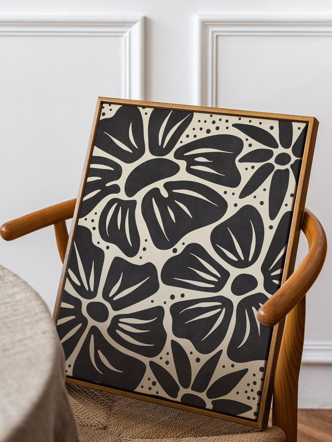 Black and White Abstract Floral Art Print - Image 2