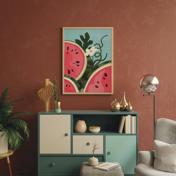 Watermelon Wall Art Modern Wall Decor Dining Room Wall Art Summer Kitchen Wall Art Watermelon Comfort Colors Art Print