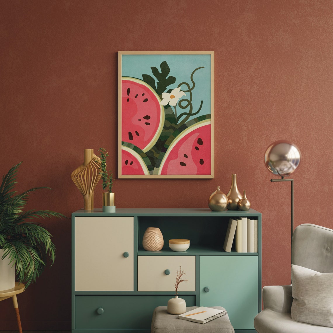 Watermelon Slice Fun Bold Illustration Summer Kitchen Wall Art