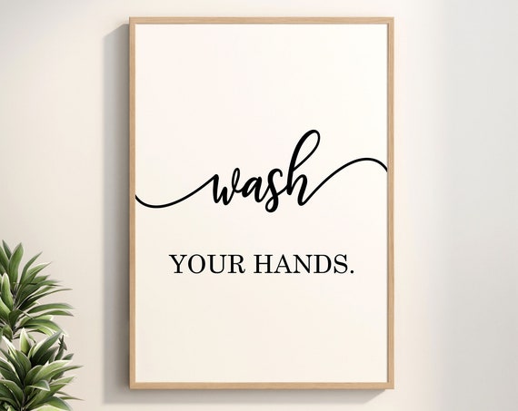 Wash Your Hands Bathroom Wall Decor Kids Sign Prints Funny Art