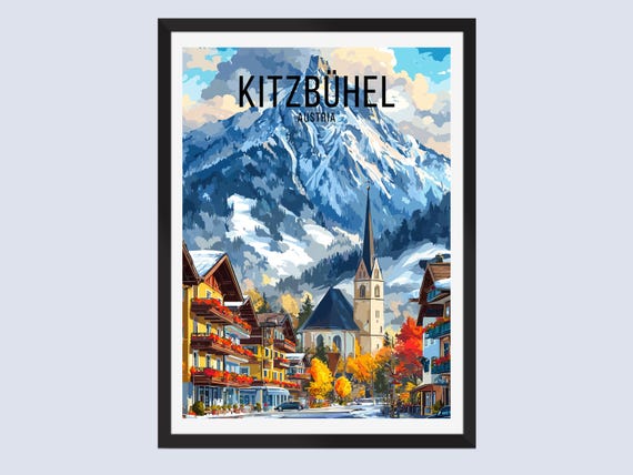Kitzbhel Austria Travel Poster Print Wall Art Ski Resort