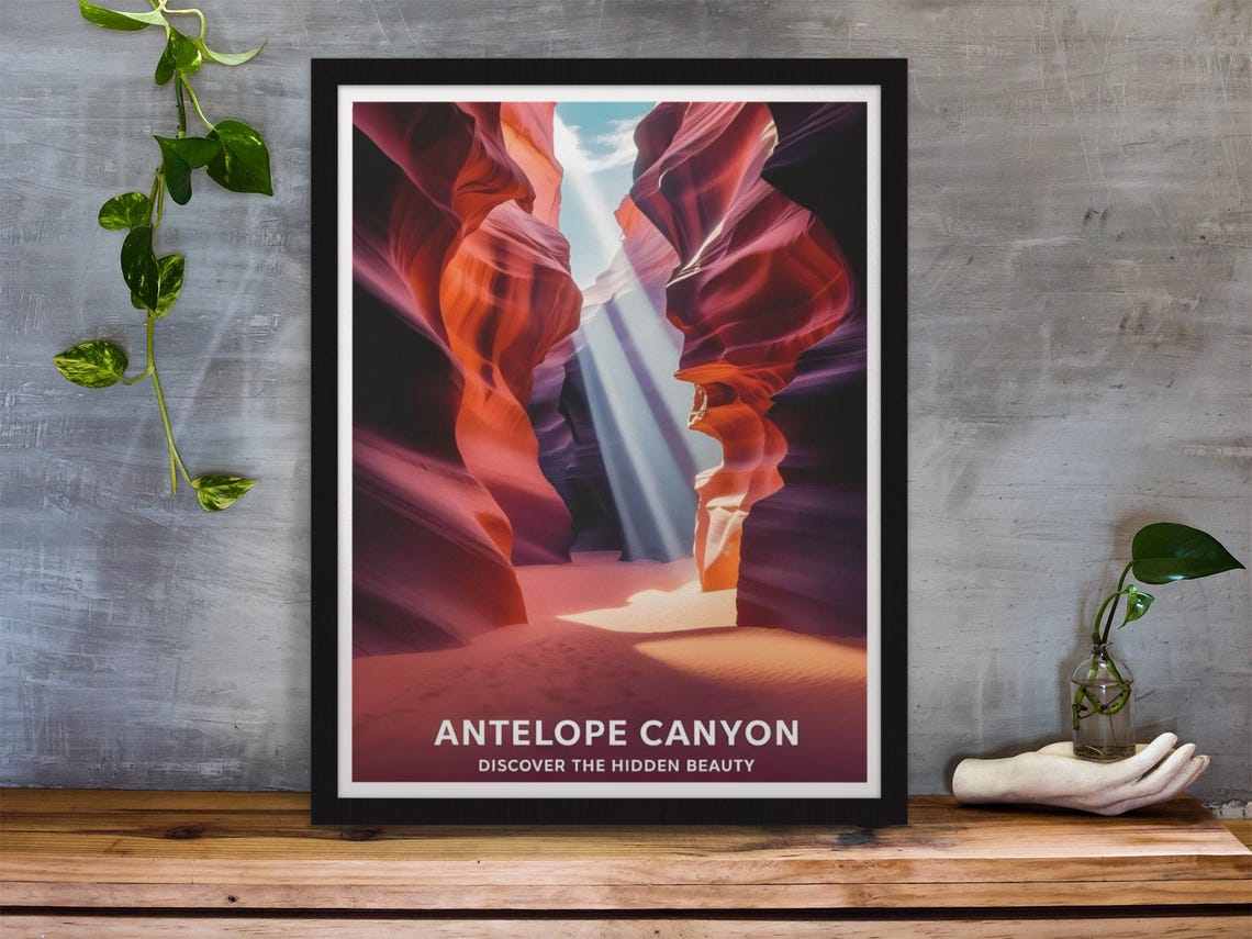 Antelope Canyon Travel Poster Arizona Wall Art Antelope Canyon Wall Art Antelope Canyon Arizona Arizona Travel Poster Arizona Poster