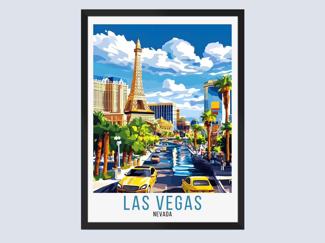 Las Vegas Nevada Strip Skyline Casinos Nightlife Travel Poster