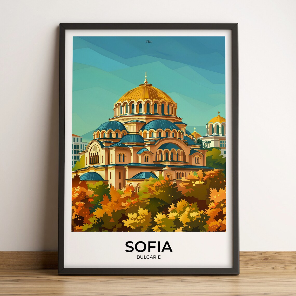 Sofia Bulgaria Alexander Nevsky Cathedral Golden Domes Travel Poster