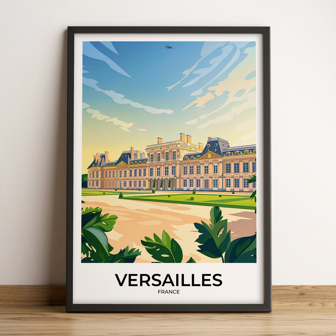 Versailles France Palace Gardens Illustrated Landmark Travel Poster