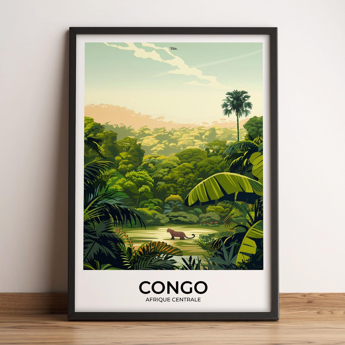 Congo Central Africa Rainforest Leopard Wildlife Travel Poster