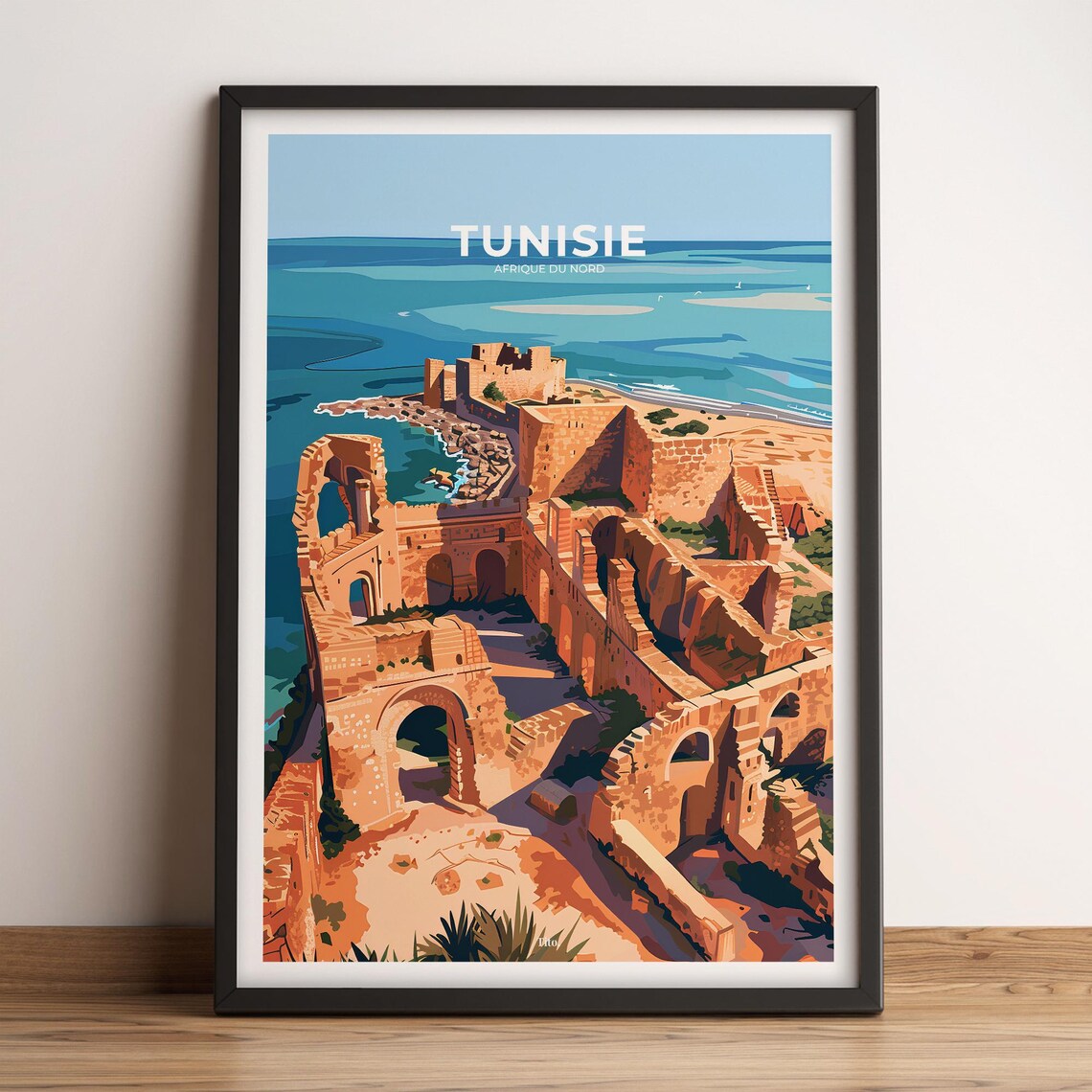 Tunisia North Africa Ancient Coastal Fortress Ruins Travel Poster