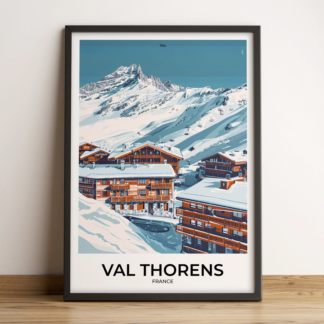 Val Thorens France Alpine Ski Resort Chalet Snow Summit Poster
