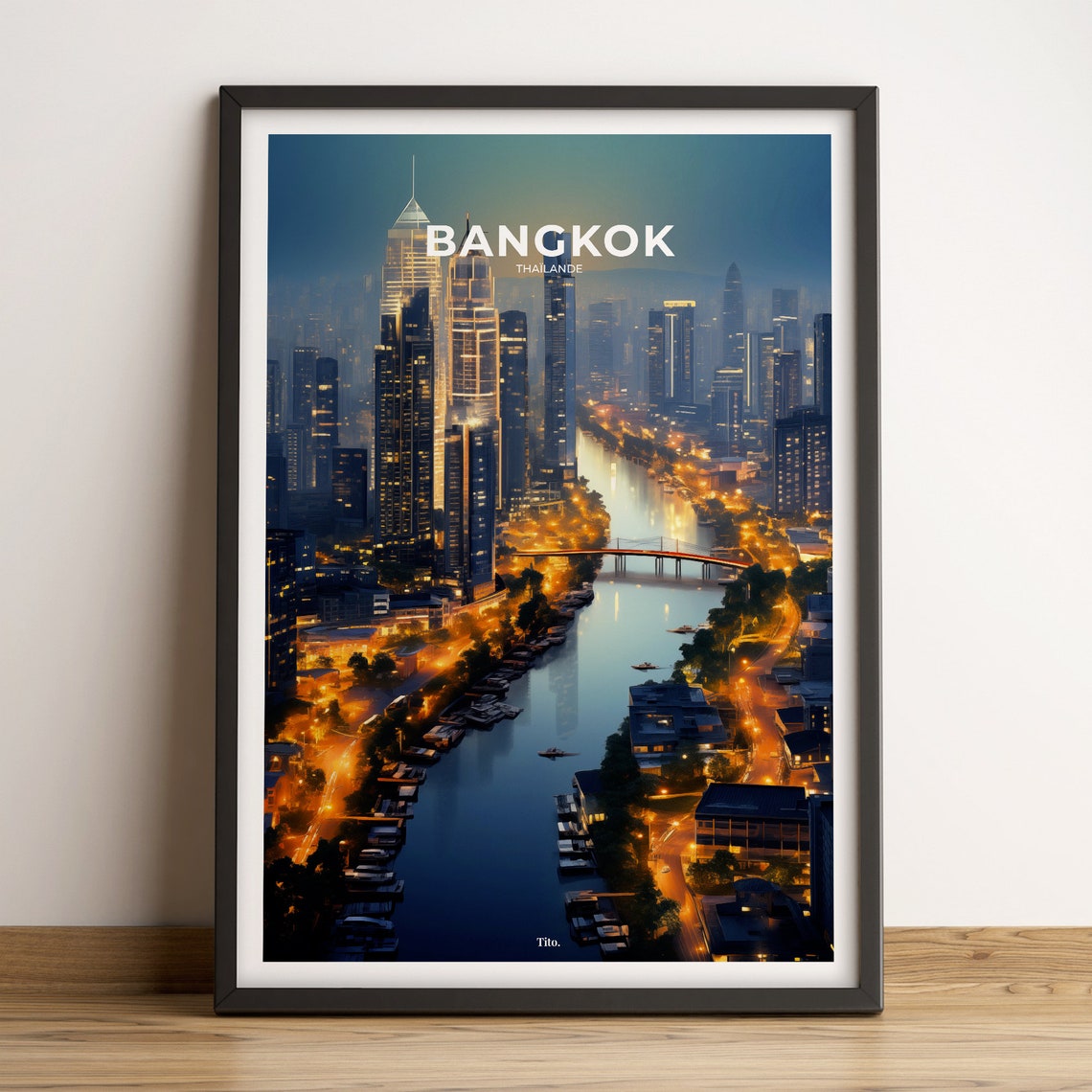 Bangkok Poster Bangkok Travel Poster Bangkok Art Print Bangkok Vintage Travel Poster Urban Landscape Customizable Gift