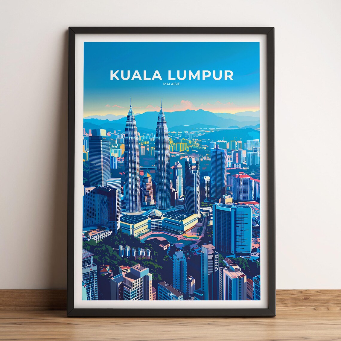 Kuala Lumpur Malaysia Twin Towers Panorama Skyline Travel Poster