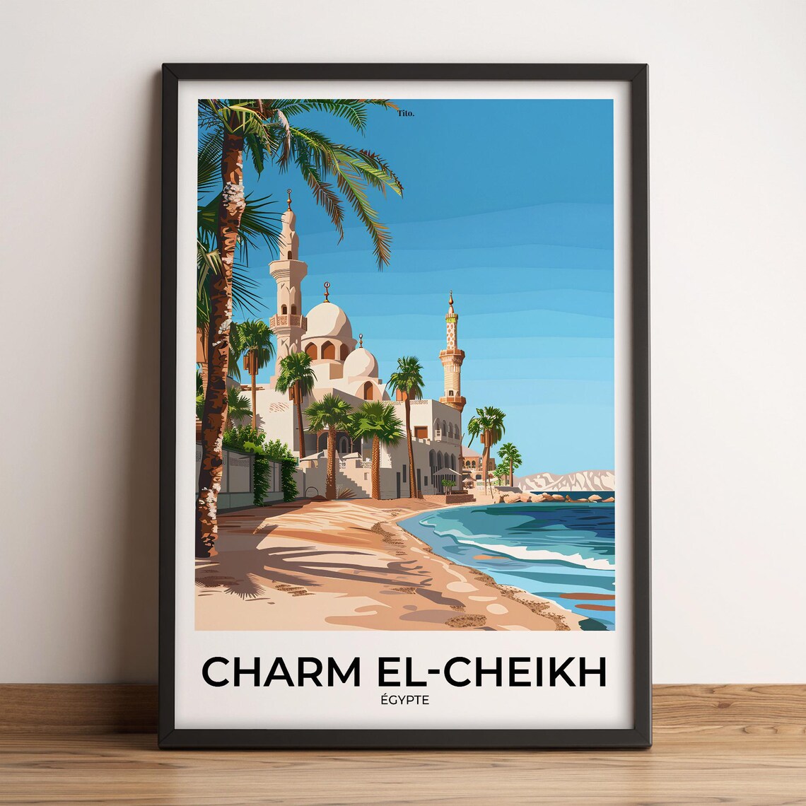 Sharm El Sheikh Egypt Mosque Beach Red Sea Coast Travel Poster