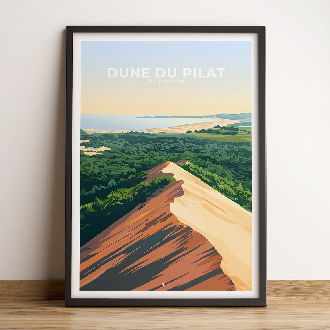 Dune du Pilat Bassin Arcachon Sand Dune Illustrated Art Poster