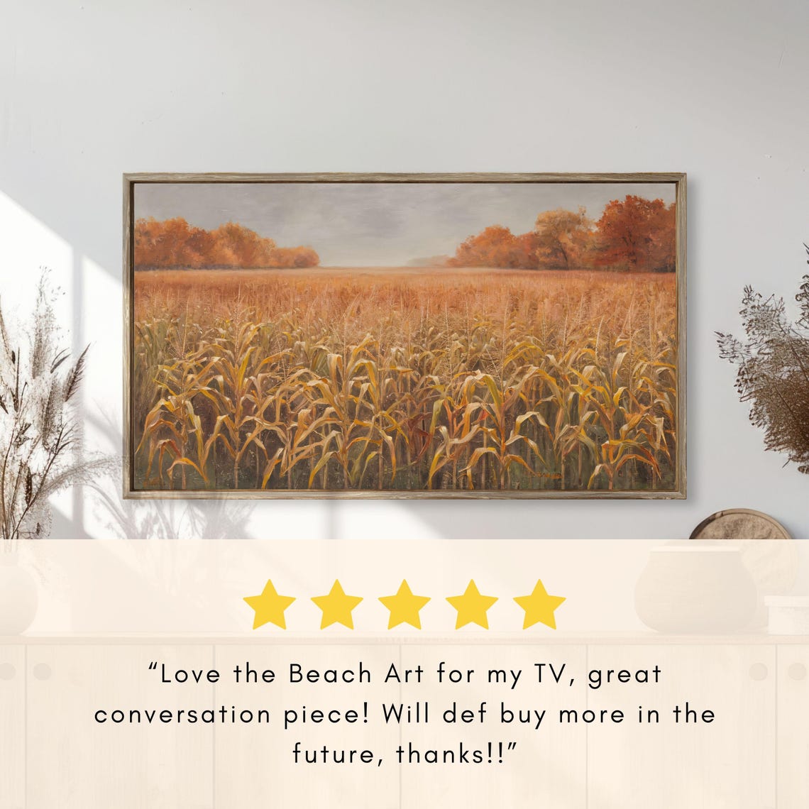 Golden Autumn Cornfield Landscape Endless Fall Stalks Poster - Image 2