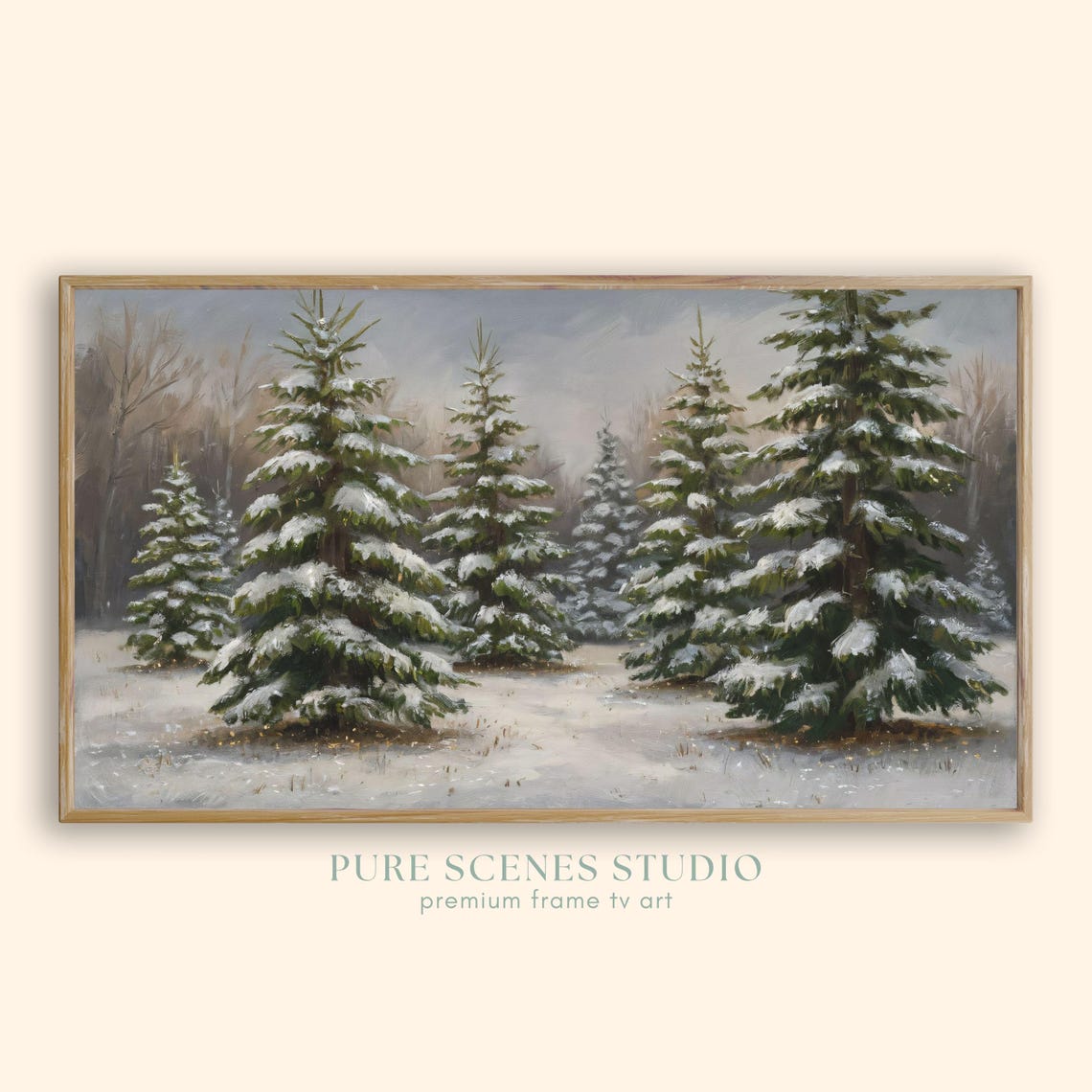 Snowy Evergreen Forest Winter Landscape Cozy Christmas Trees Poster