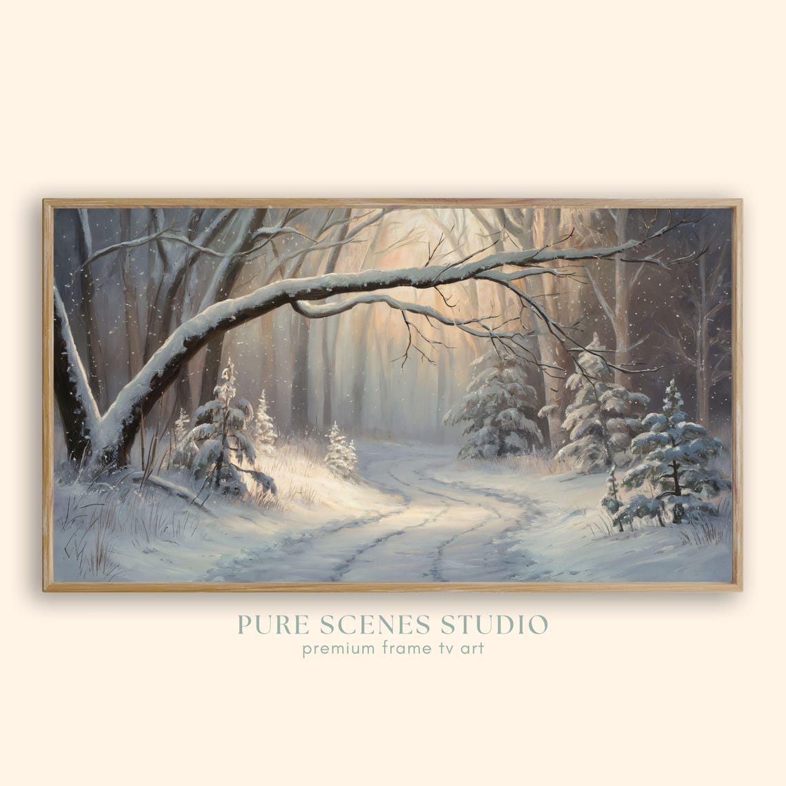 Snowy Forest Path Sunlight Through Frosted Trees Winter Trail Poster