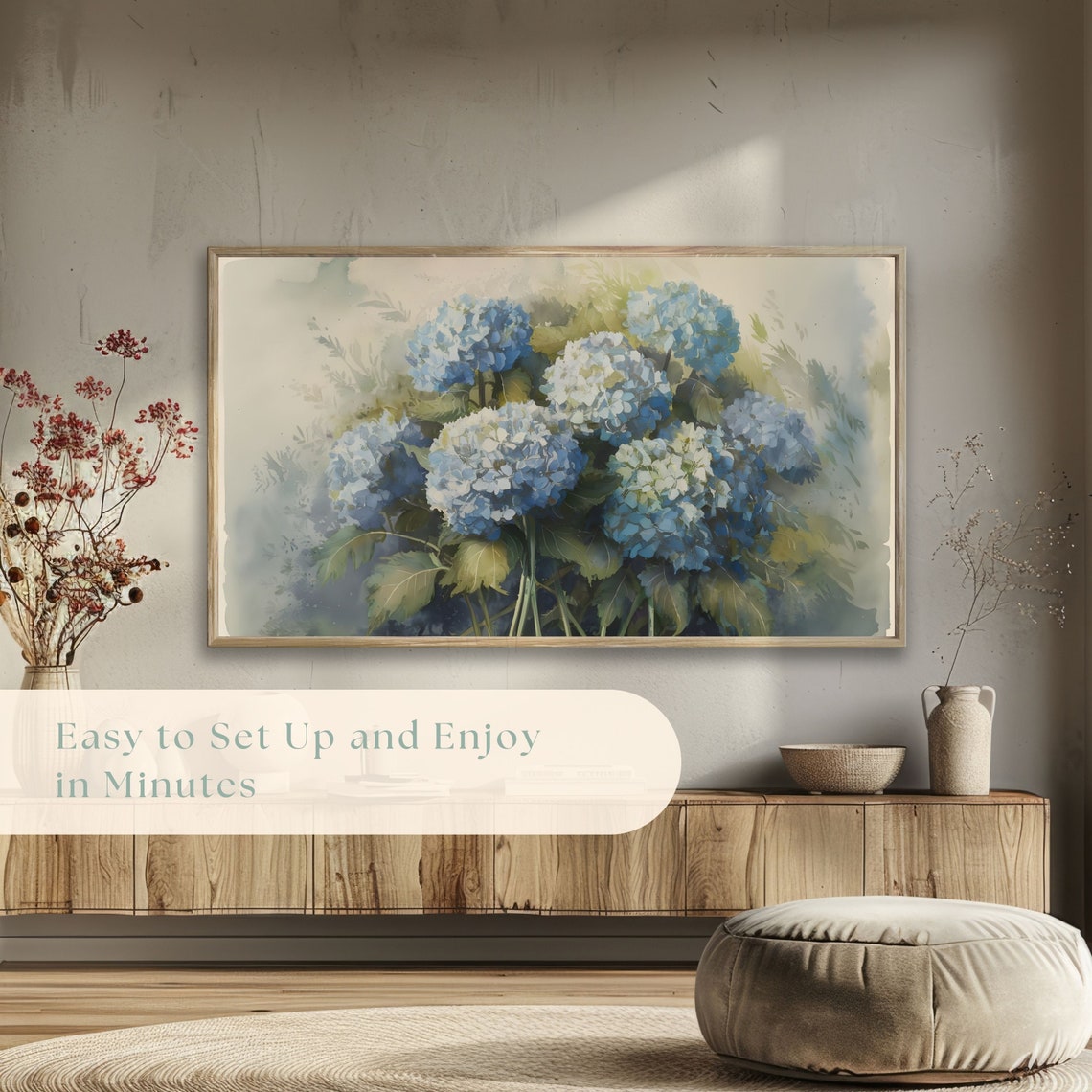 Blue Hydrangeas Watercolor Botanical Spring Floral Painting Poster - Image 5