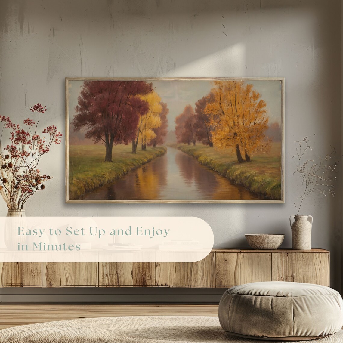 Golden Autumn Woodland Stream with Colorful Fall Trees Poster - Image 5