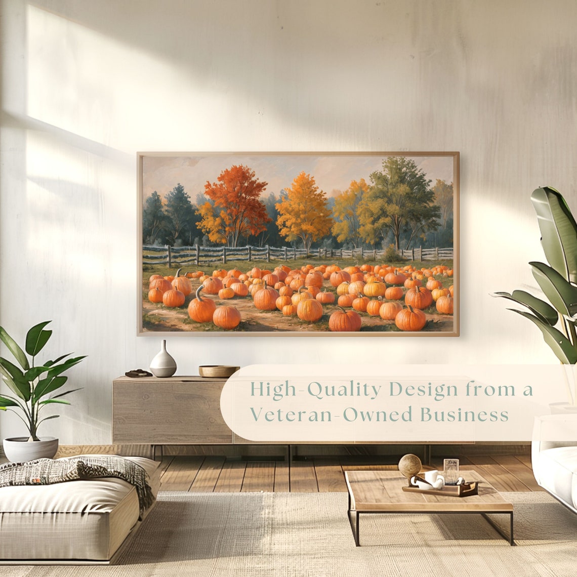 Pumpkin Patch with Split Rail Fence Colorful Autumn Trees Poster - Image 4