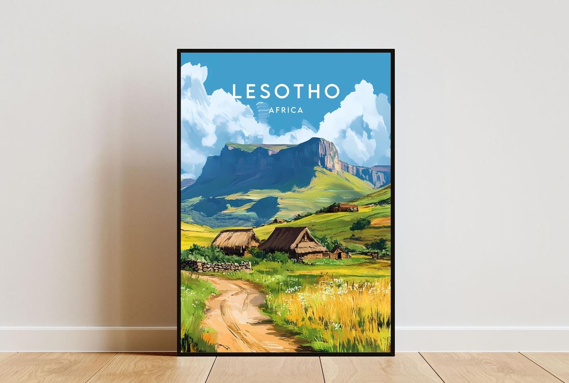 Lesotho Travel Poster, Africa Wall Art Print