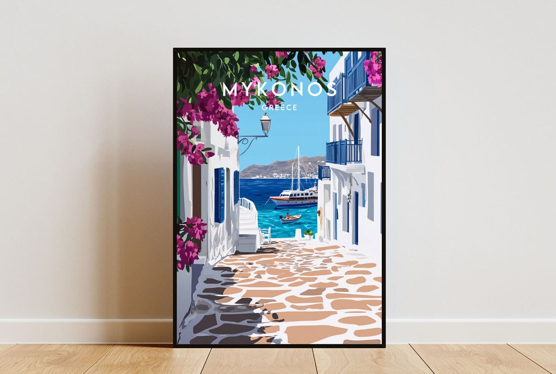 Mykonos Travel Poster, Greece and Greek Islands