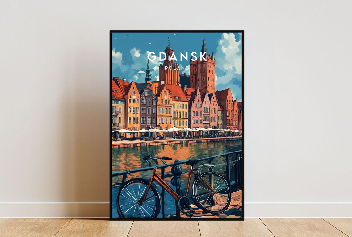 Gdansk Travel Poster, Poland Wall Art Print