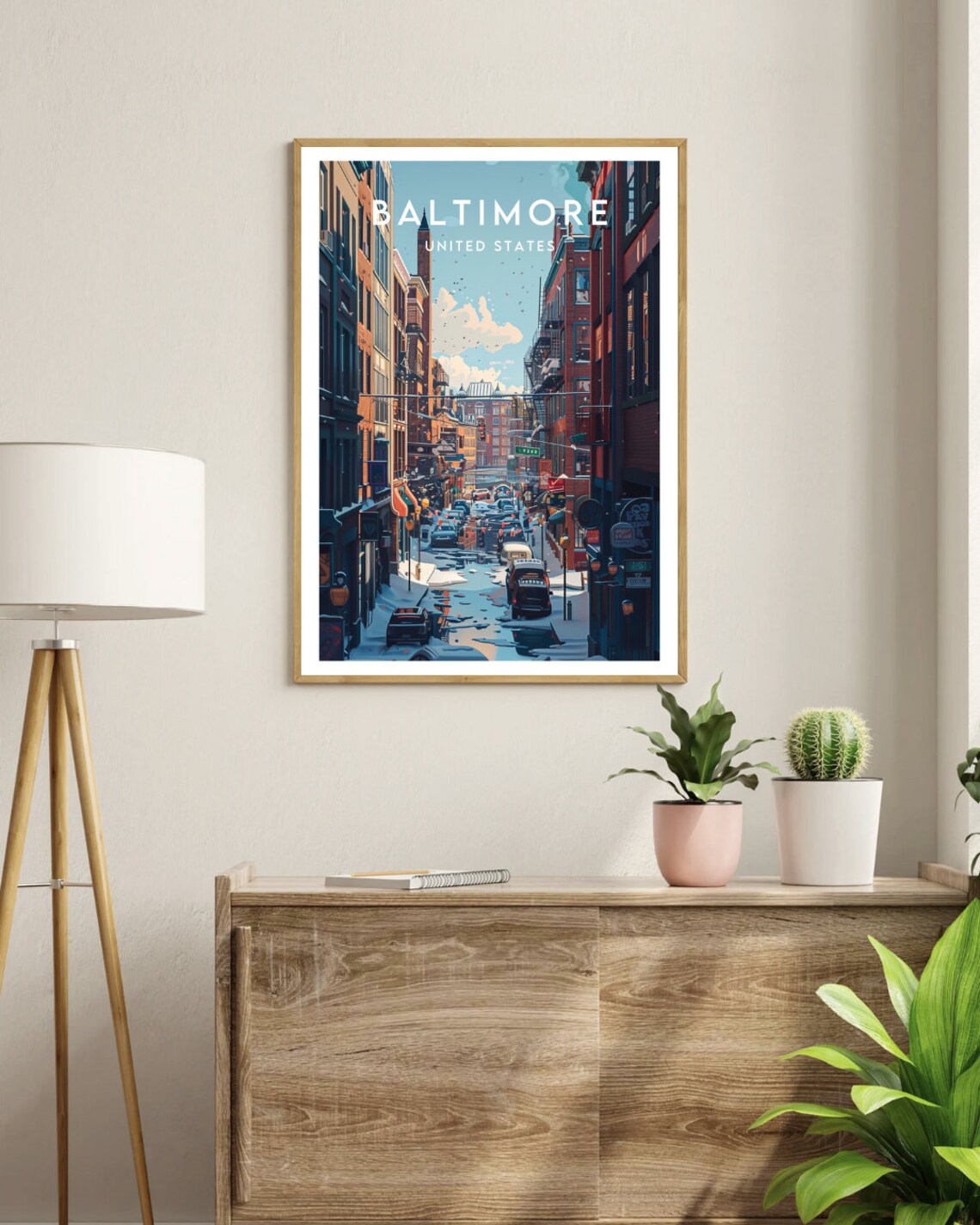 Baltimore United States Winter Street Downtown Snow Travel Poster - Image 3