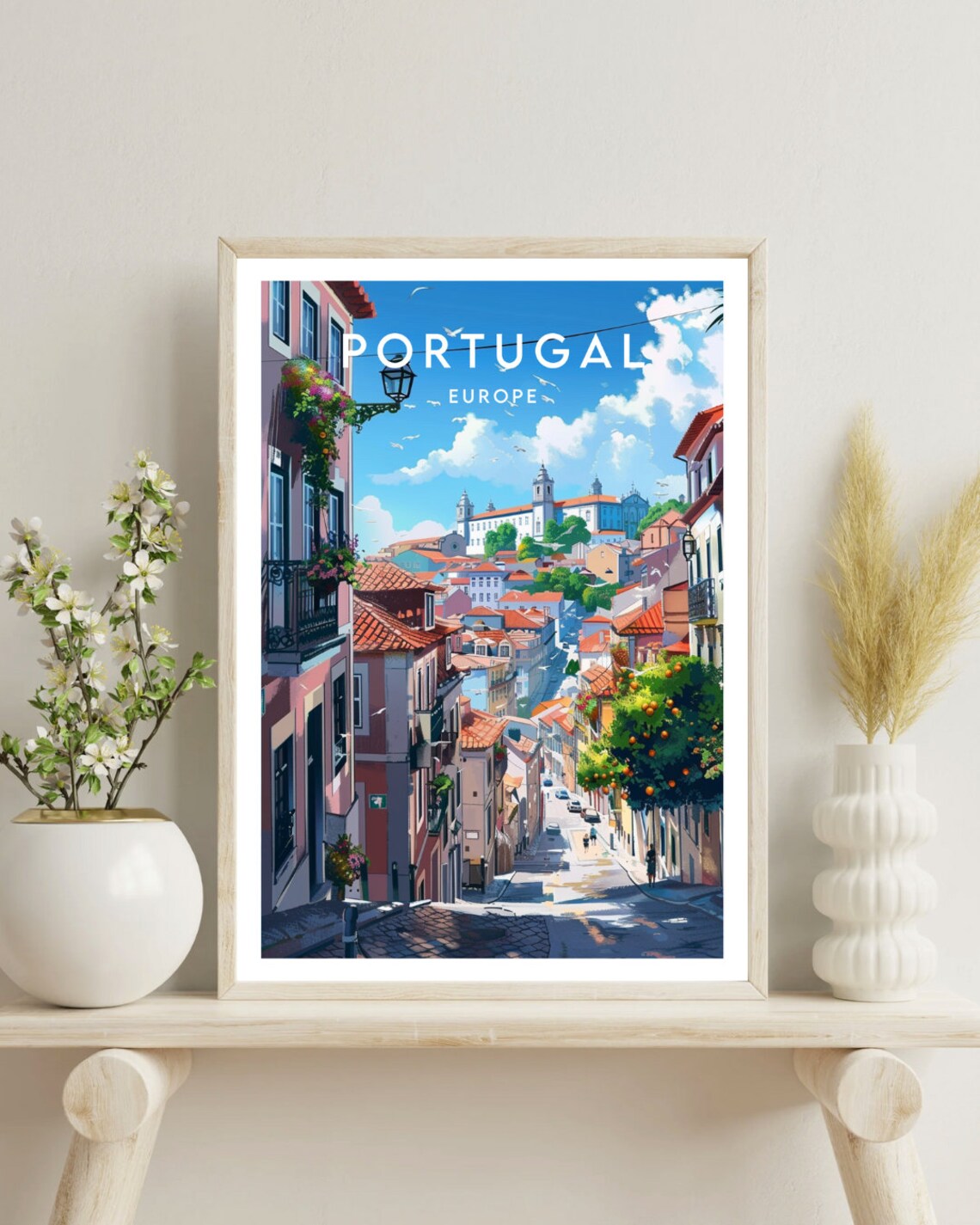 Portugal Travel Poster, Lisbon and Porto Art - Image 4