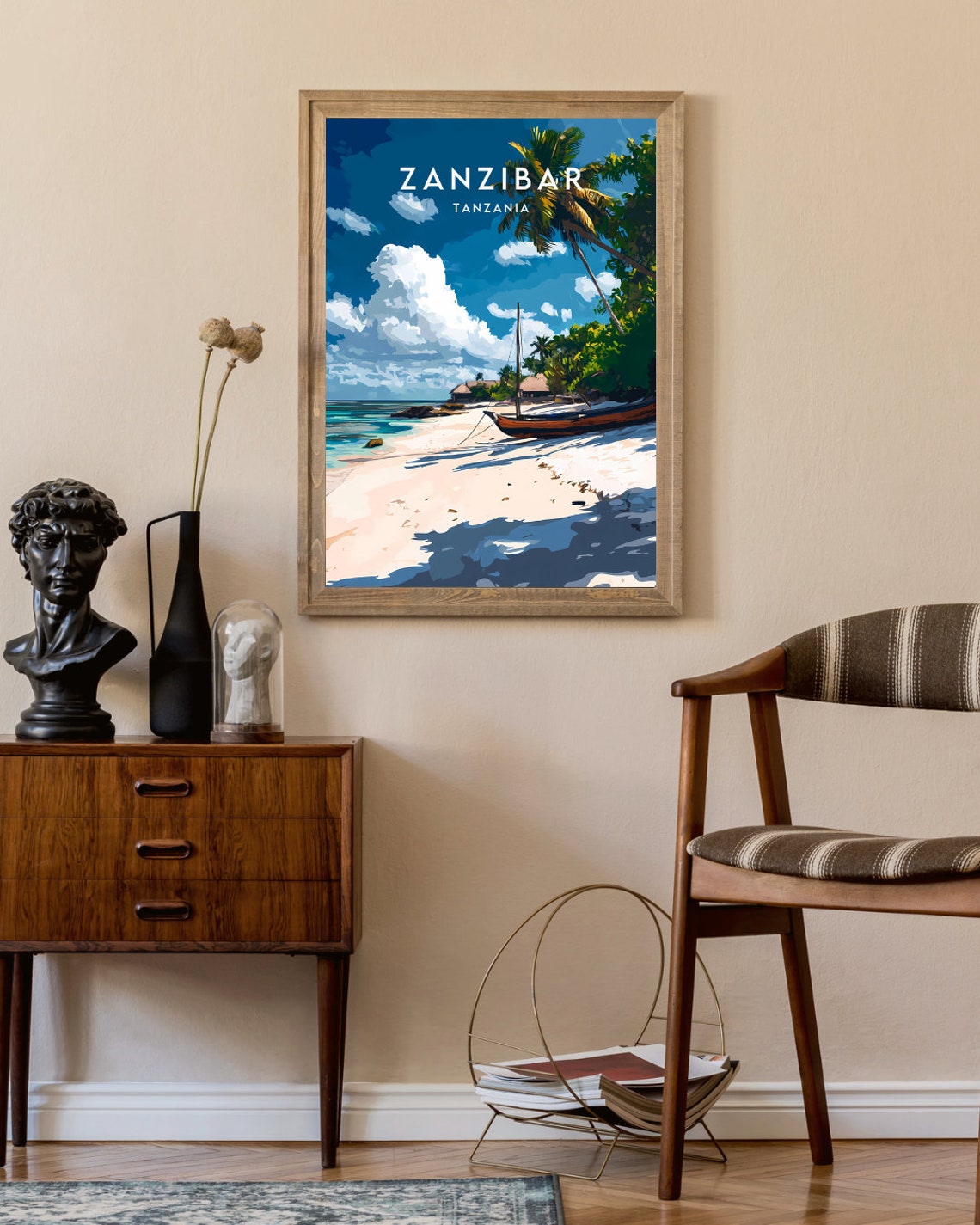 Zanzibar Tanzania White Sand Tropical Beach Vintage Travel Poster - Image 2