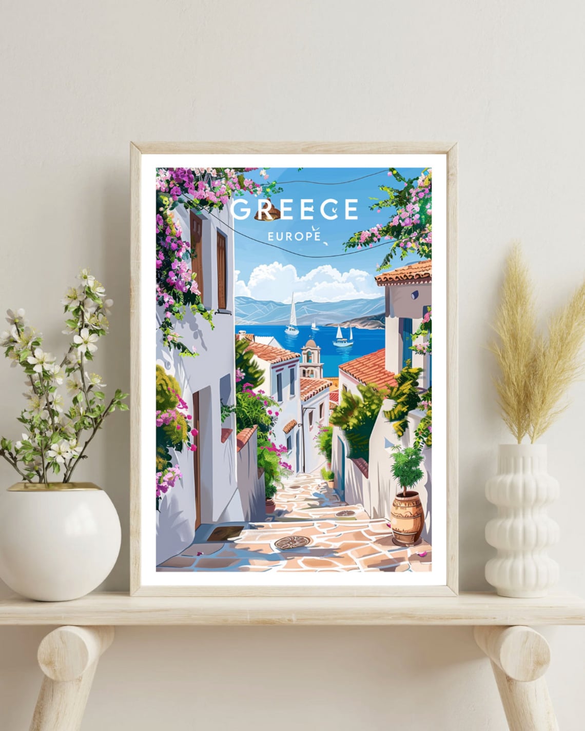 Greece Travel Poster, Santorini and Athens - Image 4