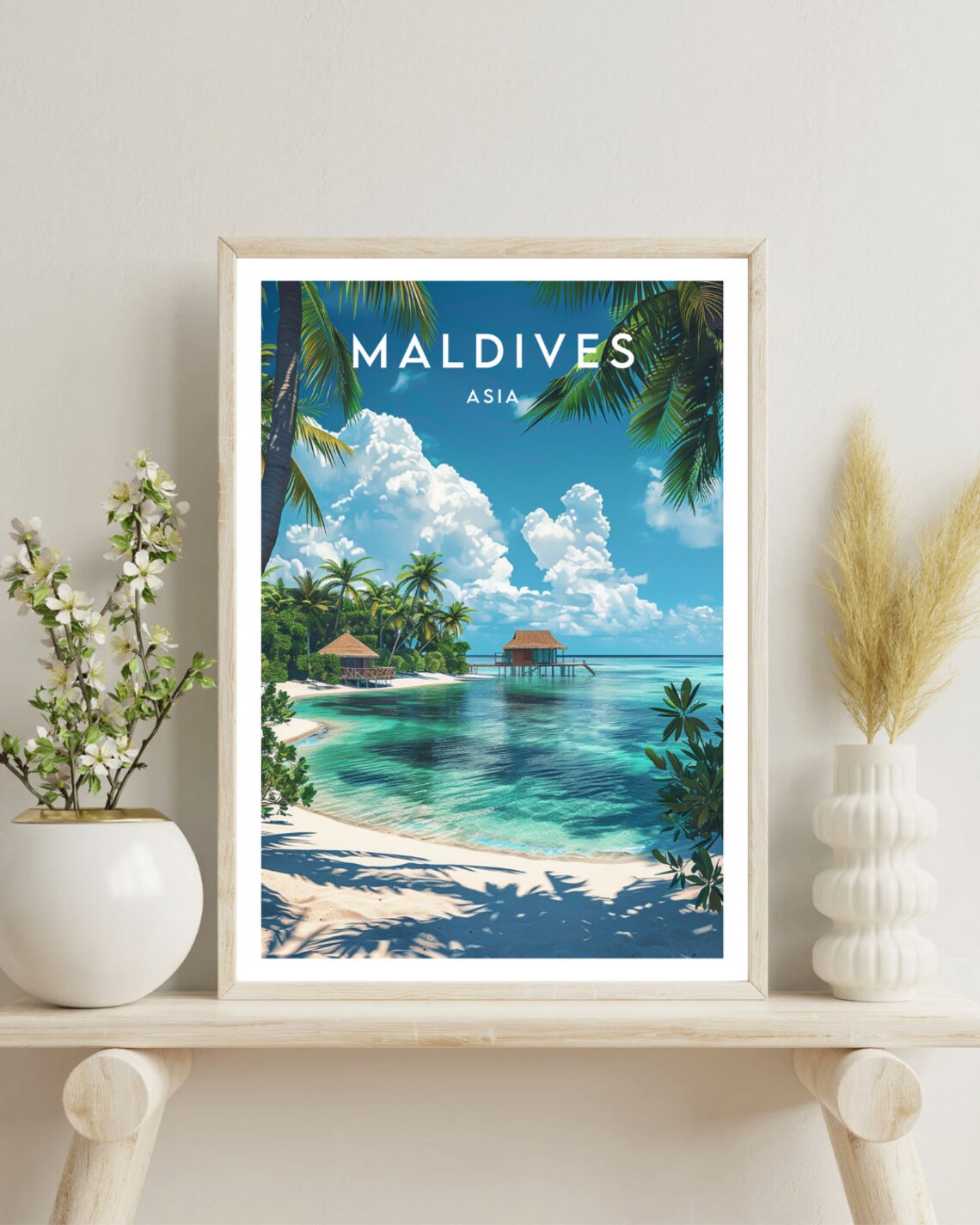 Maldives Travel Poster, Asia Islands Wall Art - Image 4