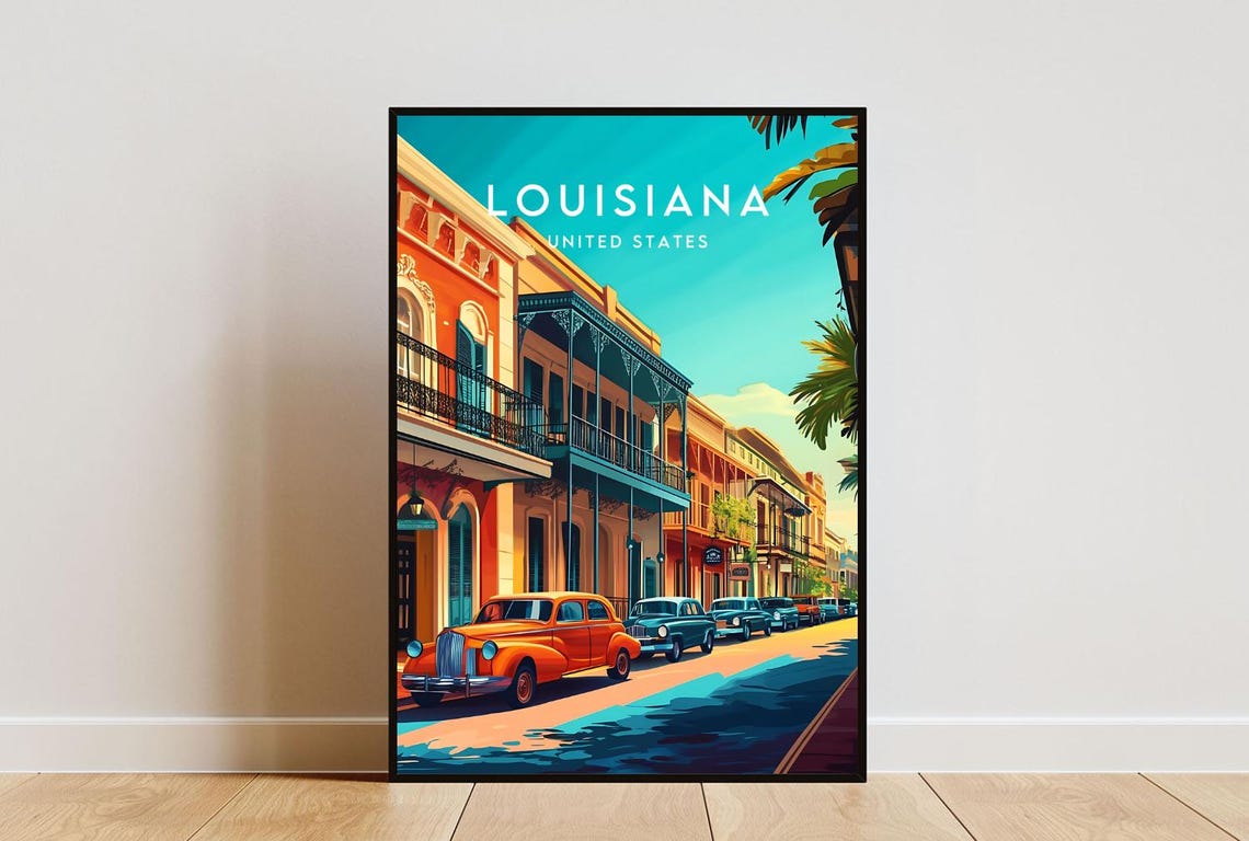 Louisiana Travel Print United States Louisiana Poster America Poster Travel Wall Art America Print America Louisiana Wall Art Usa