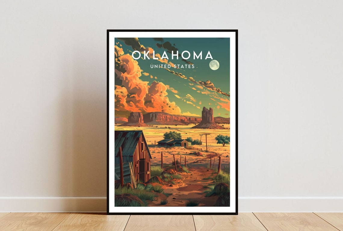 Oklahoma Travel Print United States Oklahoma Poster America Poster Travel Wall Art America Print Poster America Oklahoma Usa