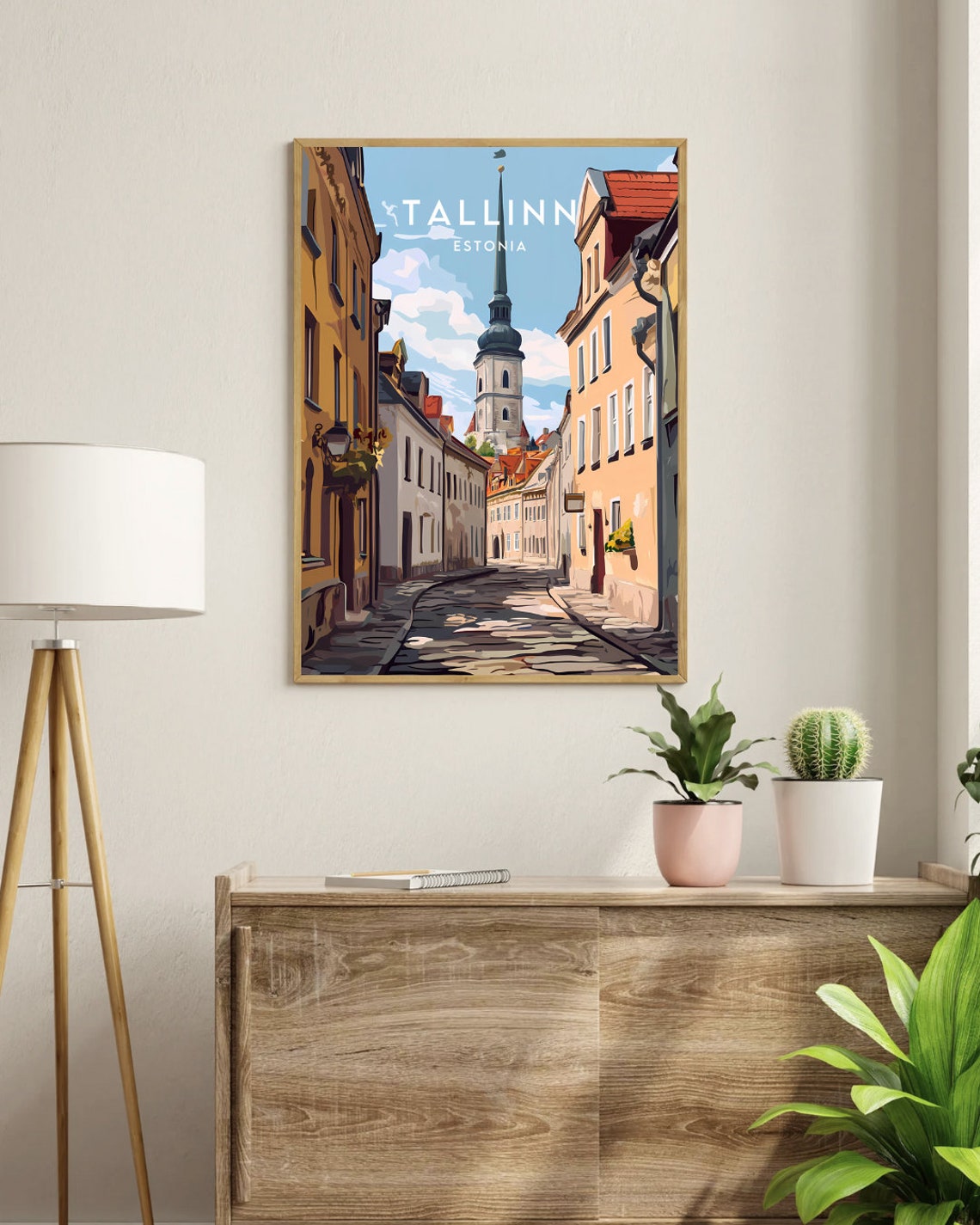 Tallinn Estonia Cobblestone Old Town Spire Travel Art Poster - Image 3